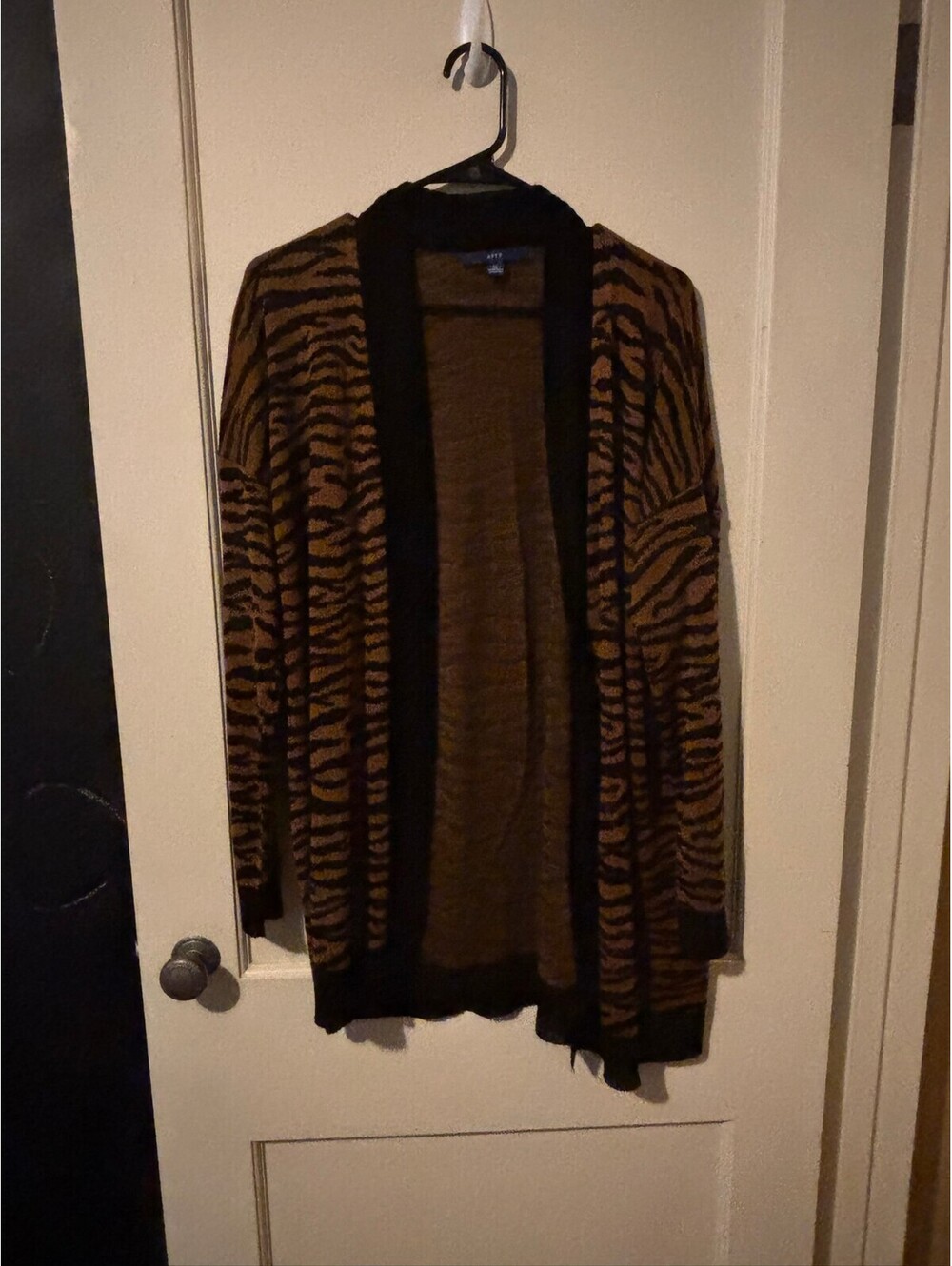 APT. 9 XL Brown and Black Tiger Print Cardigan Sweater